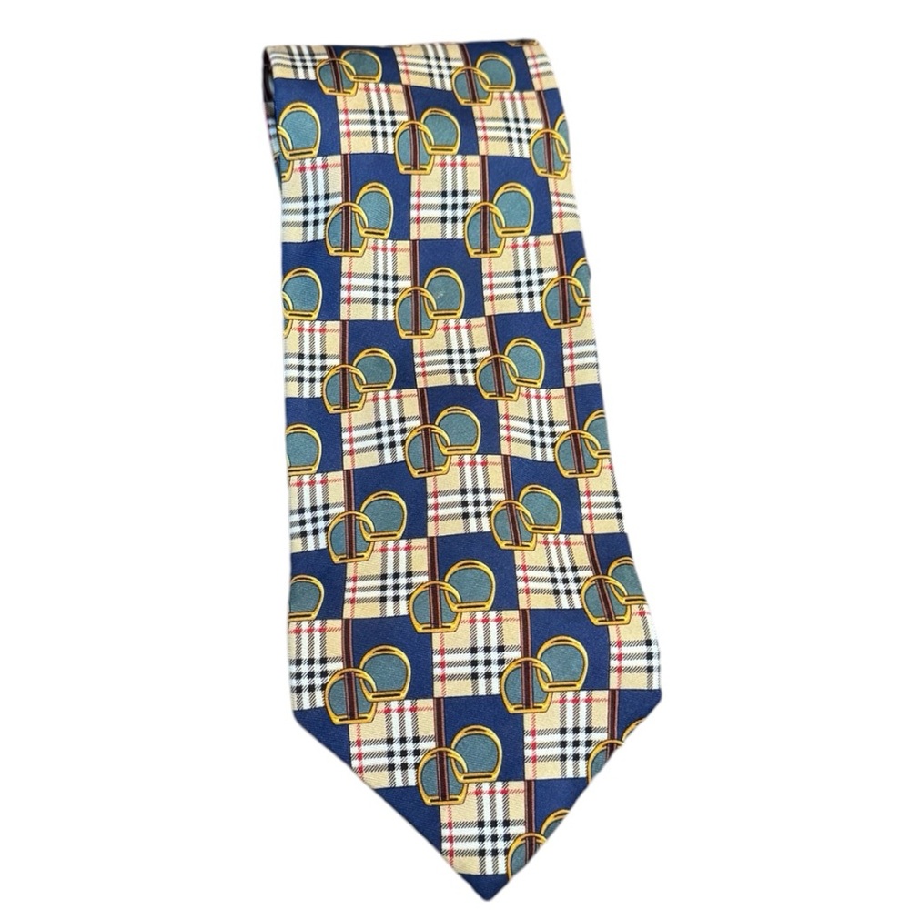 Handsome Burberry Equestrian Theme Stirrup Silk Tie
